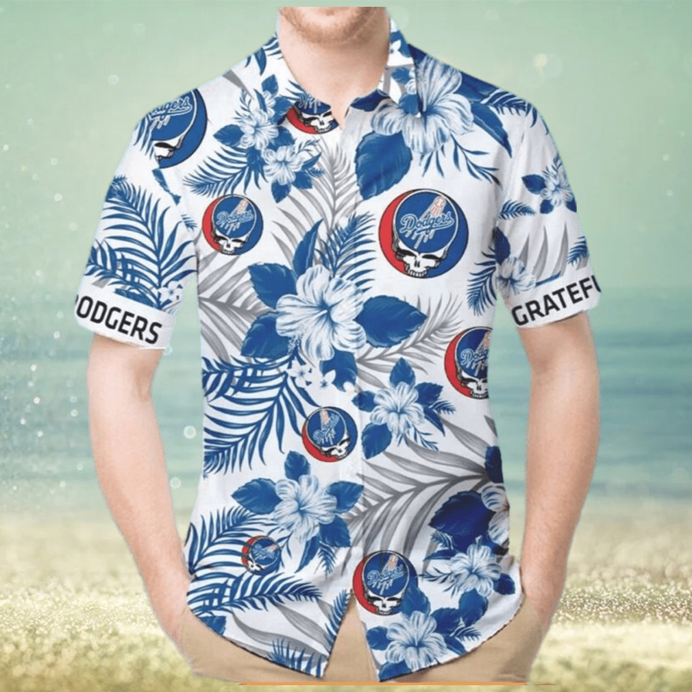 Los Angeles Dodgers Grateful Dead Button Up Hawaiian Shirt LA Dodgers Hawaiian Shirt - Limotees