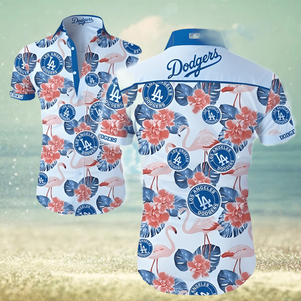 Los Angeles Dodgers Hawaiian Shirt Flamingo Tropical Flowers - Limotees