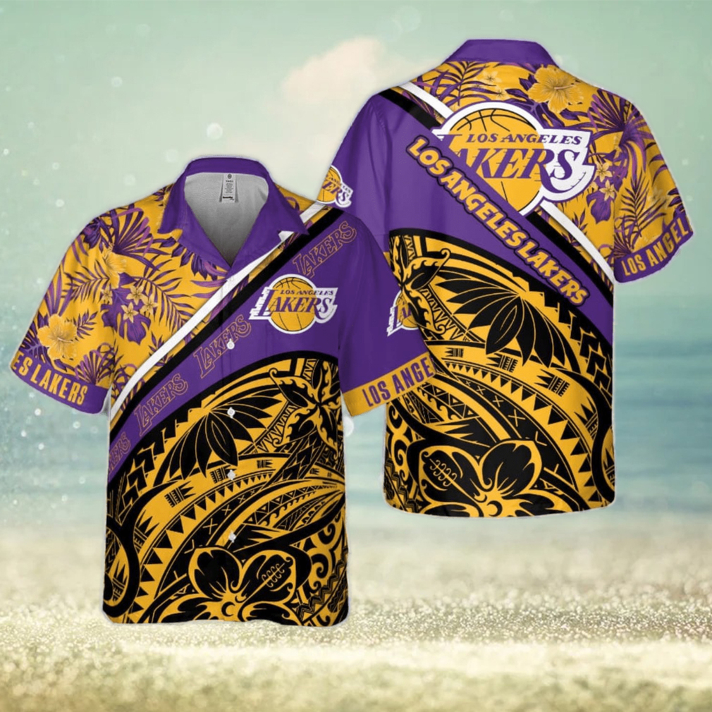 Los Angeles Lakers Polynesian Pattern National National Basketball Association 2023 Hawaiian Shirt - Limotees