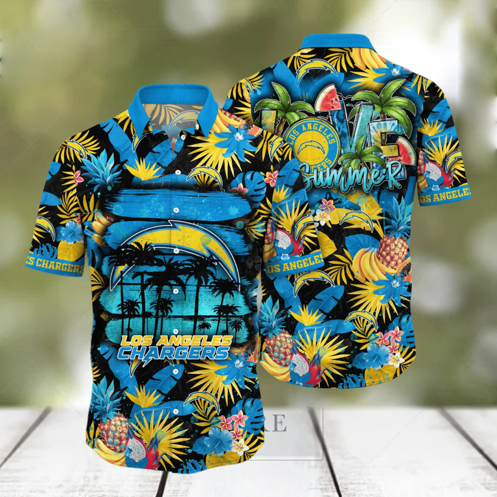 Los_Angeles_Chargers_NFL_Hawaiian_Shirt_Sun Soakedtime_Aloha_Shirt - Limotees