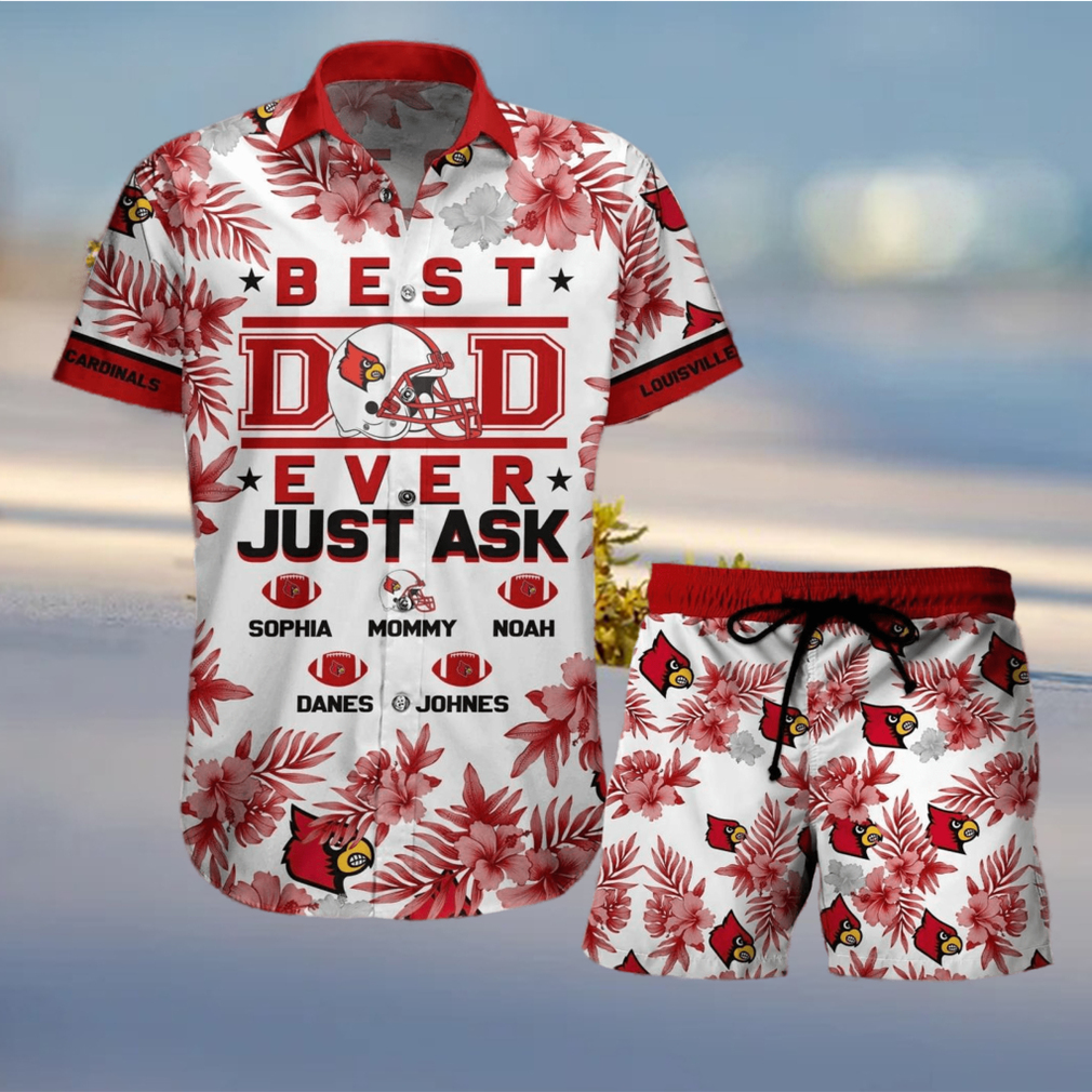 Louisville Cardinals Best Dad Custom Name Hawaiian Shirt - Limotees