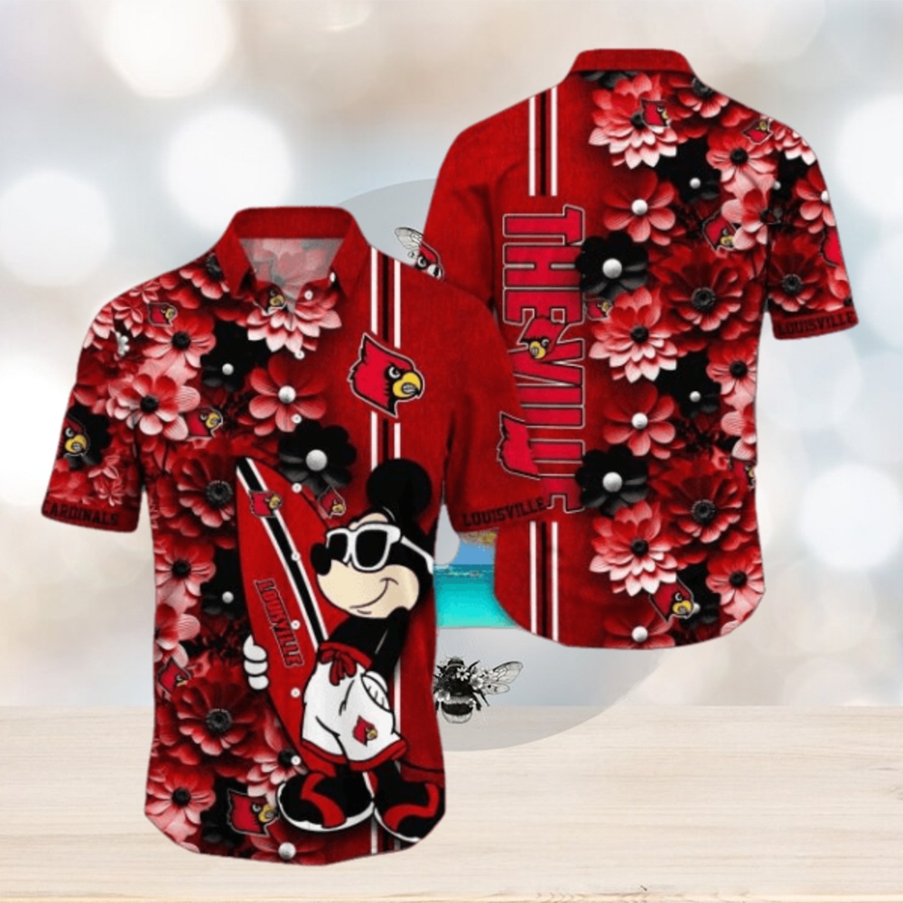 Louisville Cardinals Hawaiian Shirt Mickey Love Surfing Trending Summer Gift - Limotees