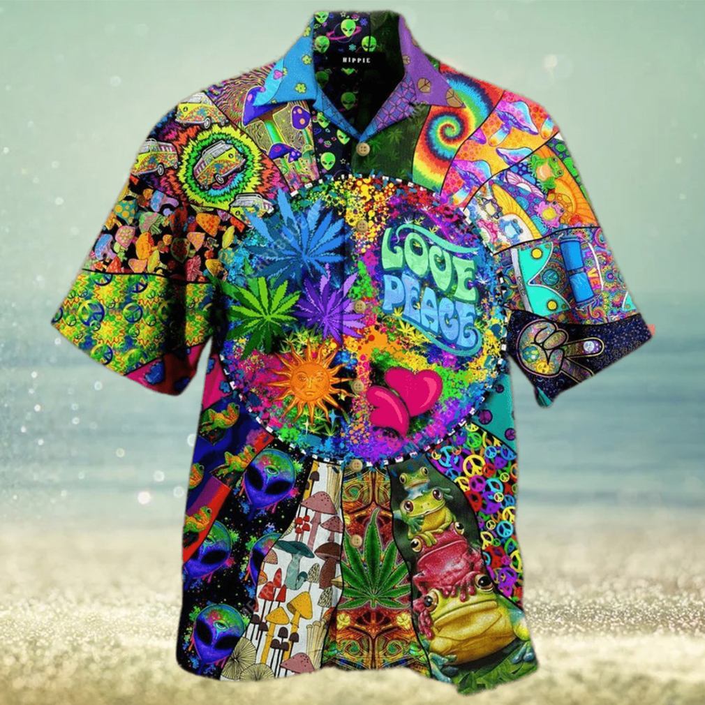 Love Peace Vintage Printed Hippie Style Hawaiian Shirt - Limotees