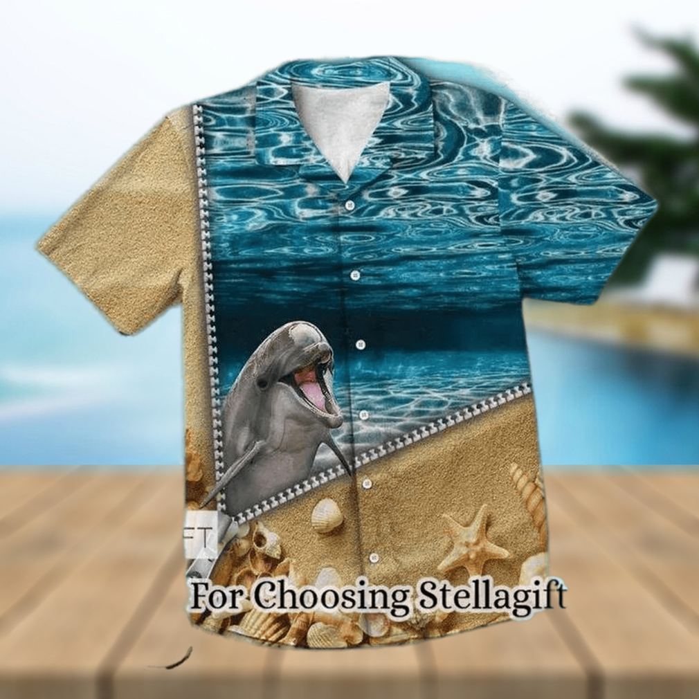 Lovely Zipper Ocean With Dolphin Hawaiian Shirt For Men and Women - Limotees