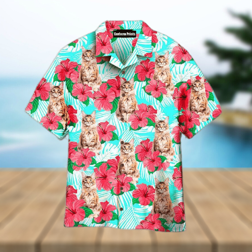 Maine Coon Cat Floral Pattern Hawaiian Shirts - Limotees