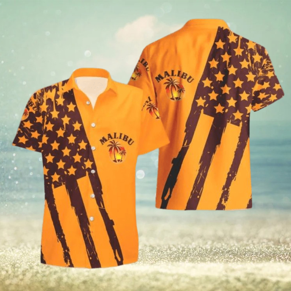 Malibu Rum USA Flag Hawaiian Combo Shirt And Short Gift Hawaiian For Mens - Limotees