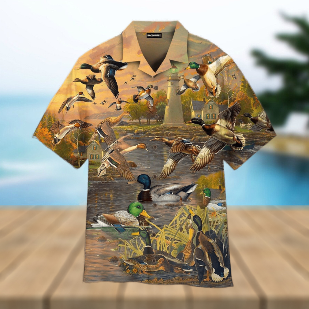 Mallard Duck Lake Sunset Trendy Hawaiian Shirt For - Limotees