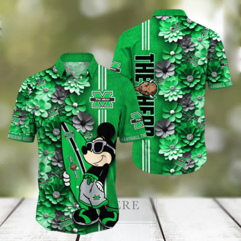 Marshall Thundering Herd Aloha Mick Pattern Hawaiian Shirt For Fans - Limotees