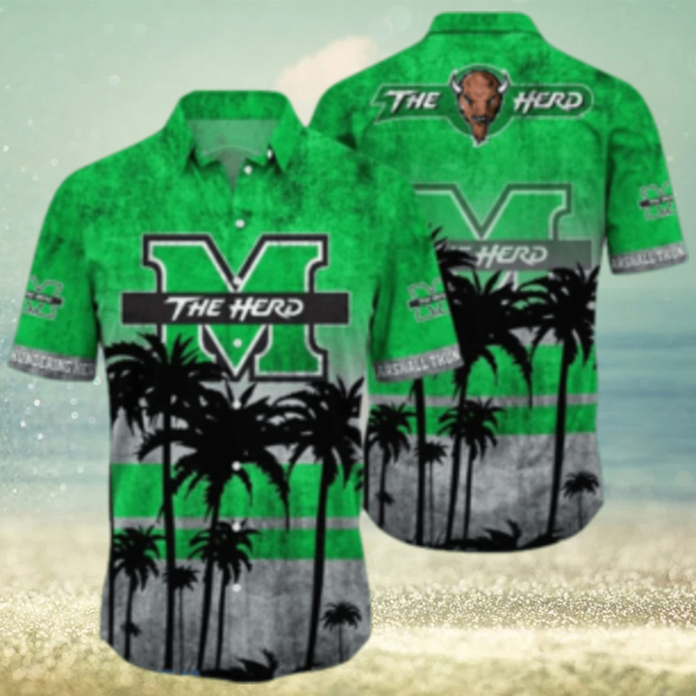 Marshall Thundering Herd Logo Coconut Tropical Hawaiian Shirt Beach Gift For Fans - Limotees