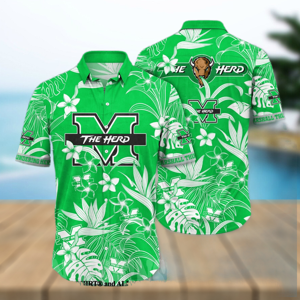 Marshall Thundering Herd NCAA Floral Full Printing 3D Hawaiian Shirt - Limotees