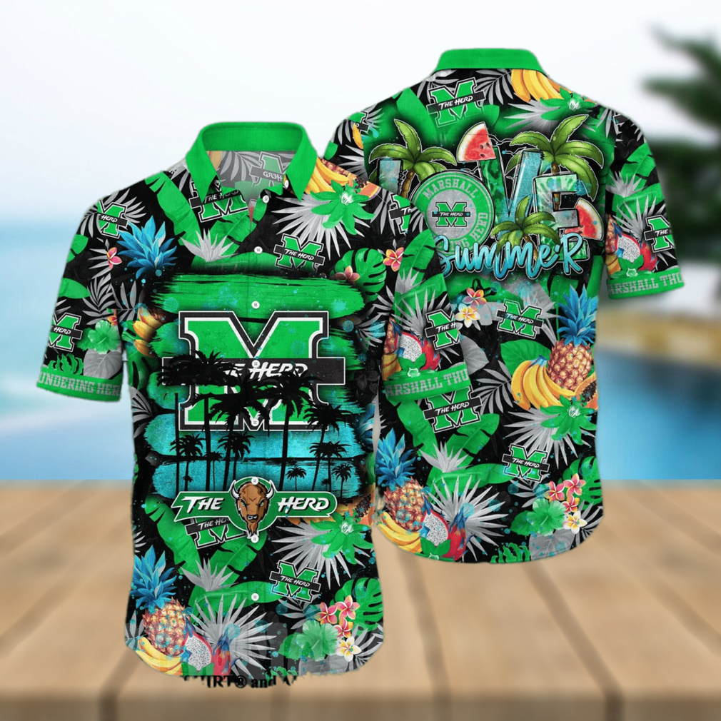 Marshall Thundering Herd NCAA Floral Unisex All Over Print Hawaiian Shirt - Limotees