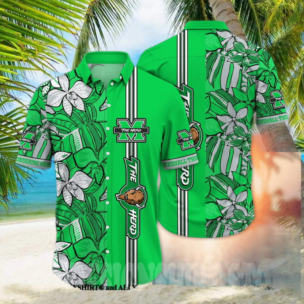 Marshall Thundering Herd NCAA Flower Classic All Over Printed Hawaiian Shirt - Limotees