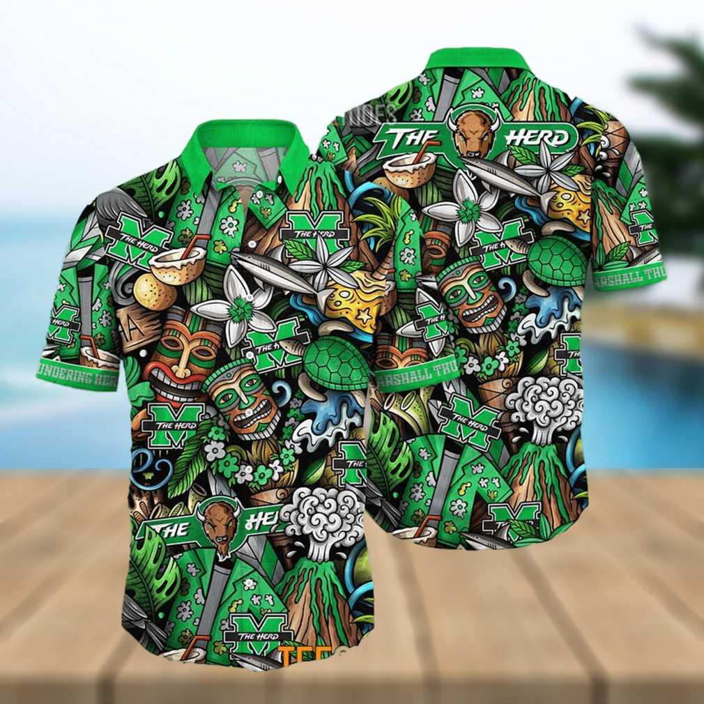 Marshall Thundering Herd Ncaa Mens Floral Special Design Hawaiian Shirt - Limotees