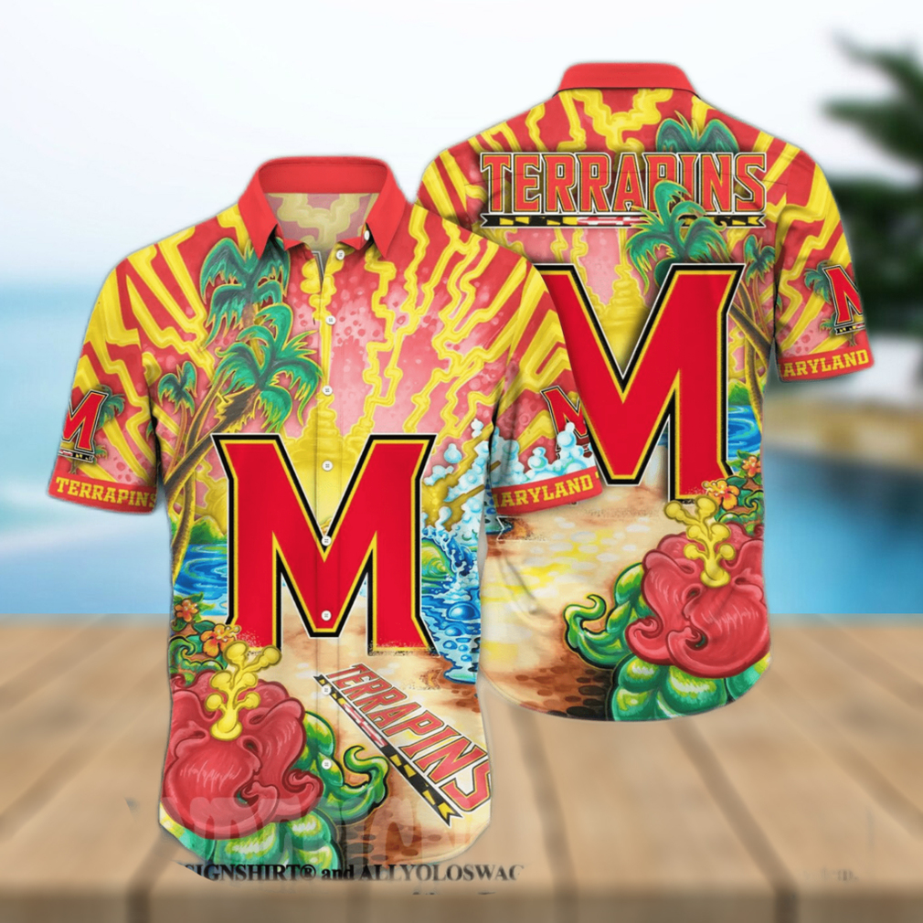 Maryland Terrapins NCAA Flower 3D All Over Printed Hawaiian Shirt - Limotees