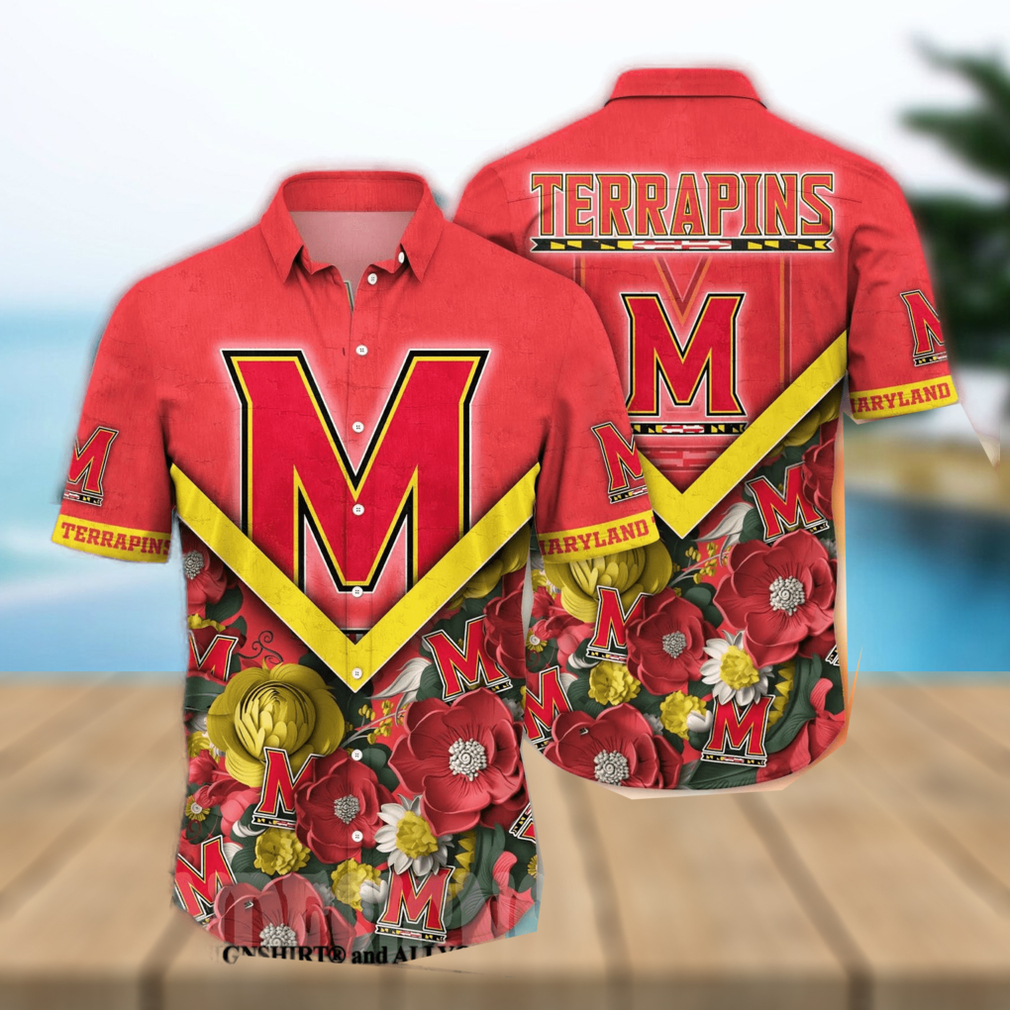 Maryland Terrapins NCAA Flower Unisex Full Print Hawaiian Shirt - Limotees