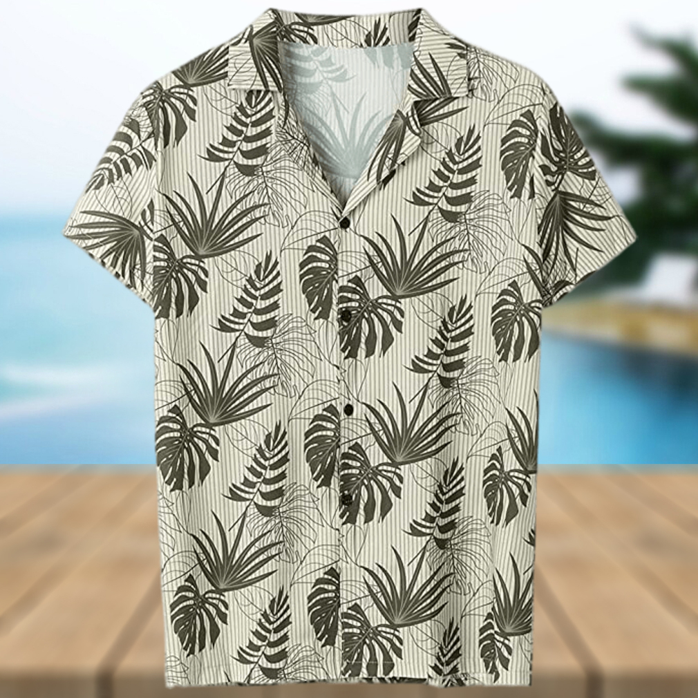 MFCHY Hawaiian Shirt Summer Men Casual Shirt Leaves Printed Short Sleeve Tops Button - Limotees