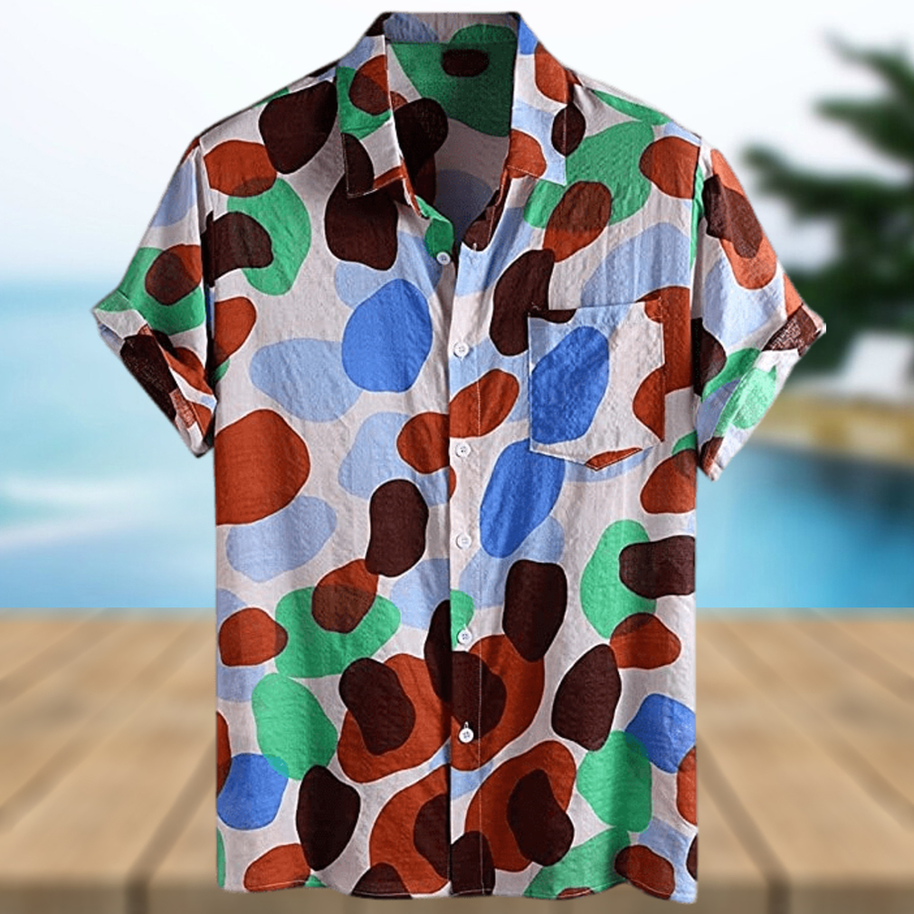 MFCHY Summer Dot Printed Men Shirt Casual Button Hawaiian Shirt - Limotees