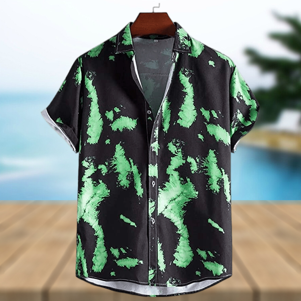 MFCHY Summer Ethnic Style Vintage Printing Man Shirt Mens Turn Down Collar Short Sleeve Loose Hawaiian - Limotees