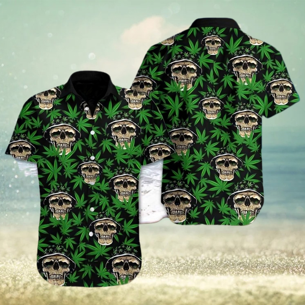 Mega Cool Skull Weed Cannabis Tropical Hawaiian Aloha Shirt - Limotees