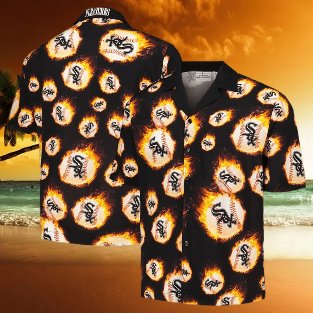 Men s Chicago White Sox Black Flame Fireball hawaiian shirt - Limotees