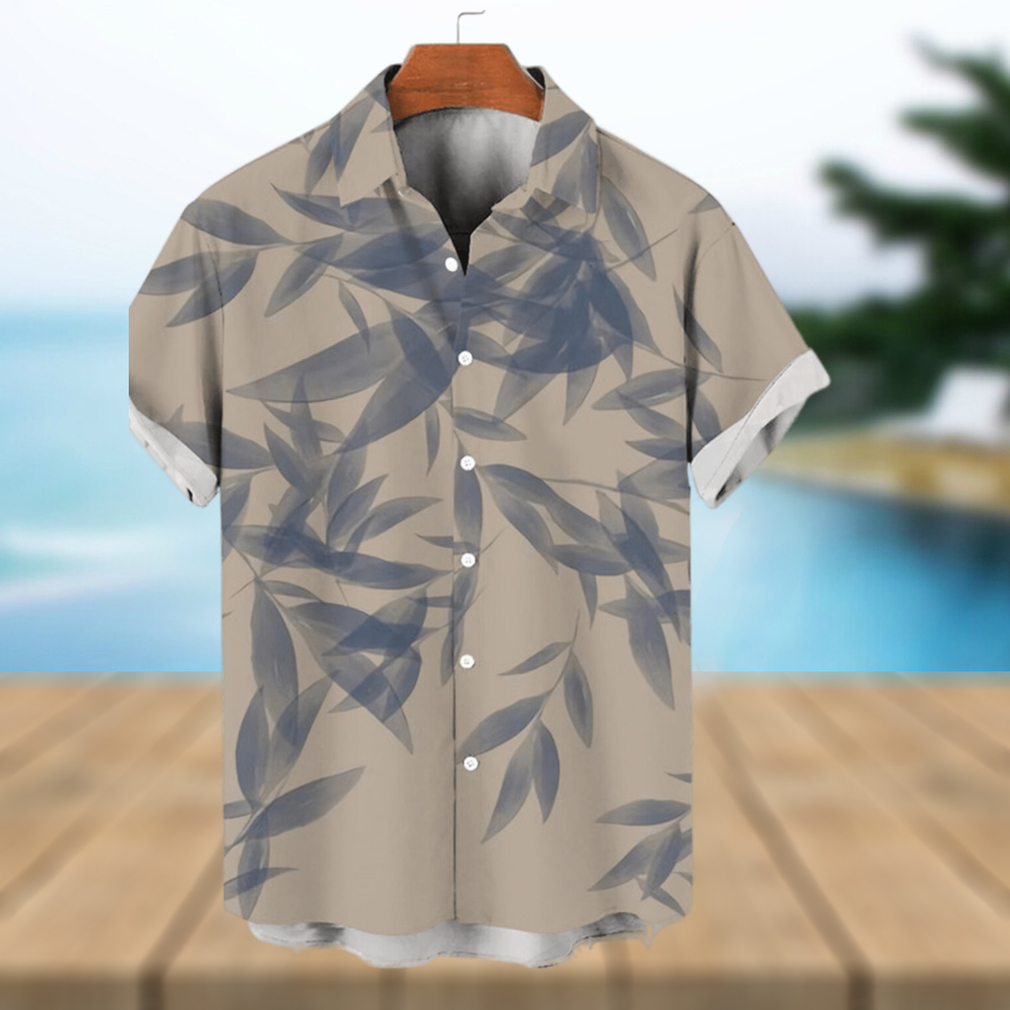 Men's Shirt Graphic Prints Leaves Turndown Blue Khaki Street Casual Short Sleeves Button Down Print Clothing Apparel Tropical Fashion Designer Hawaiian - Limotees