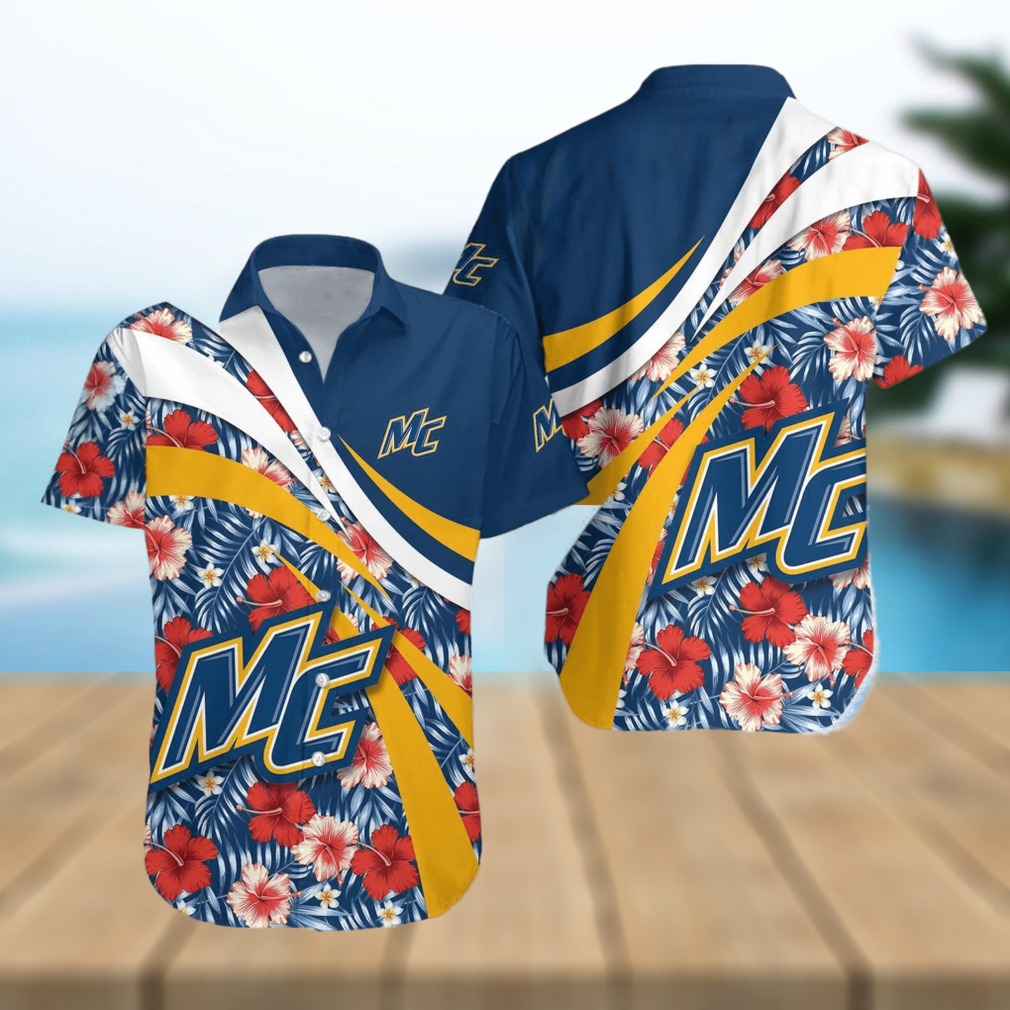 Merrimack Warriors 3D Hawaiian Shirt Hibiscus Sport Style NCAA Men And Women Gift For Fans - Limotees