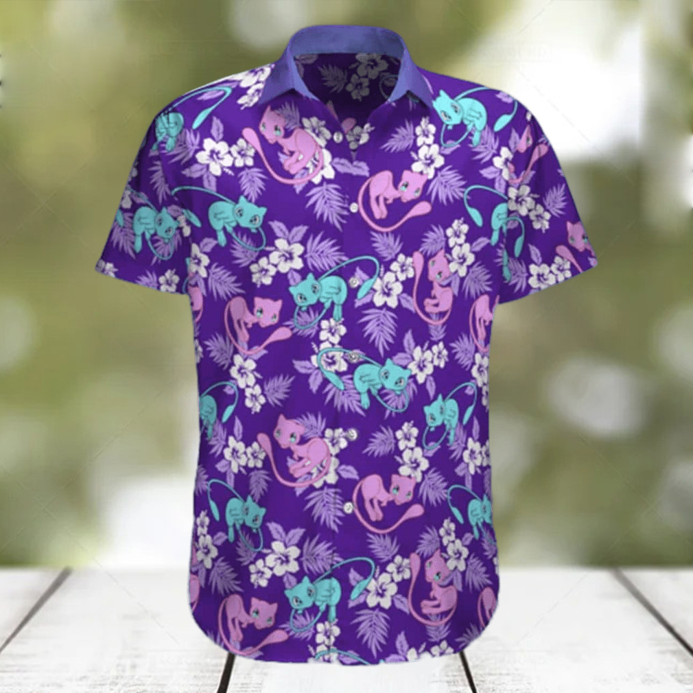 Mew Pokemon Hawaiian Shirt Palm Leaves Pattern Summer Beach Trip Gift - Limotees