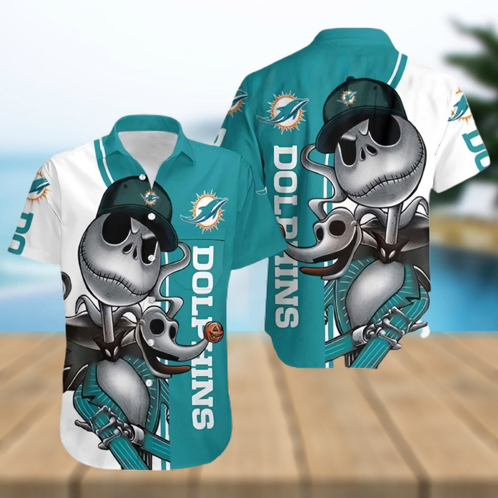 Miami Dolphins Hawaiian Shirt, Jack Skellington And Zero, Best Hawaiian Shirt - Limotees