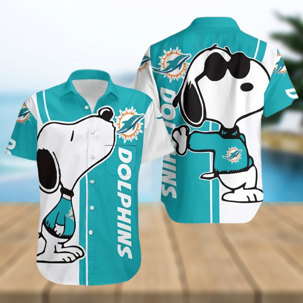 Miami Dolphins Hawaiian Shirt, Snoopy Graphic, Tropical Print Shirt - Limotees