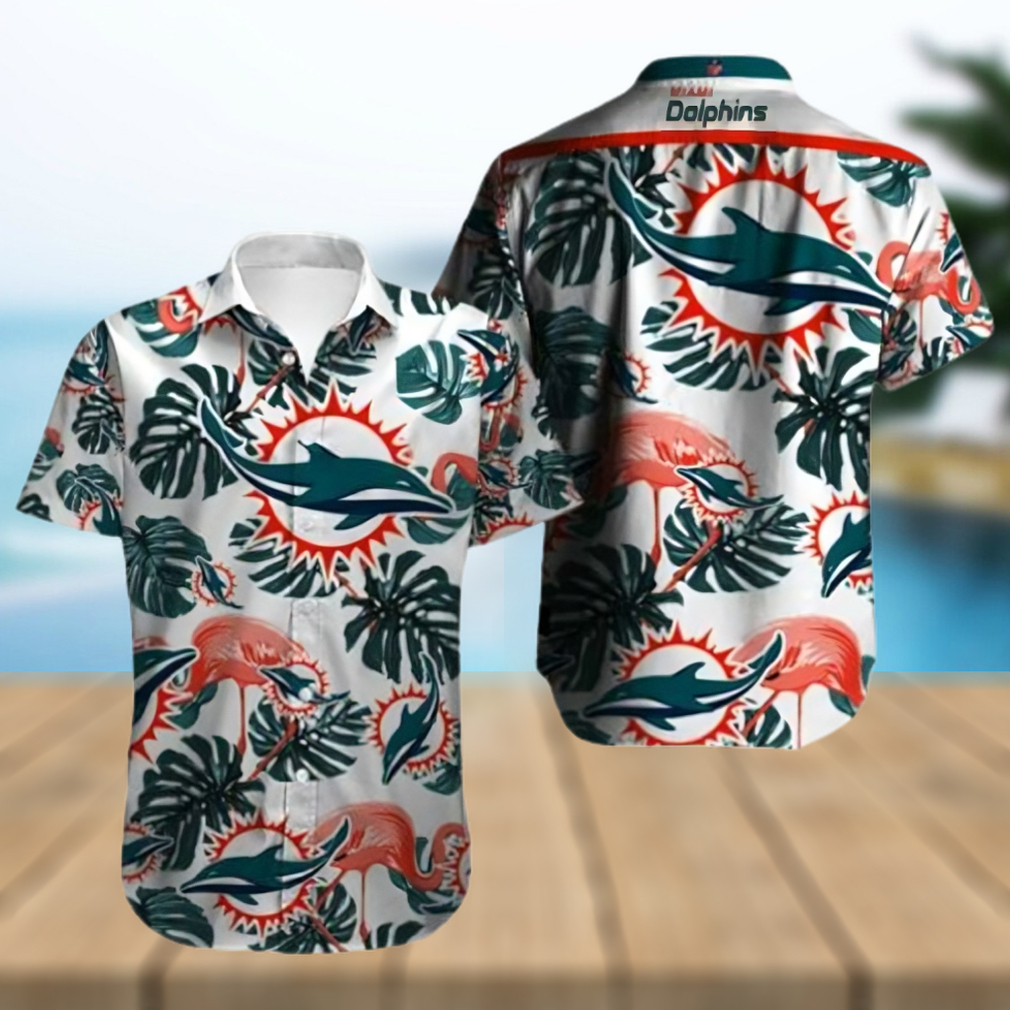 Miami Dolphins Hawaiian Shirt, Tropical Leaves, Cheap Hawaiian Shirt - Limotees