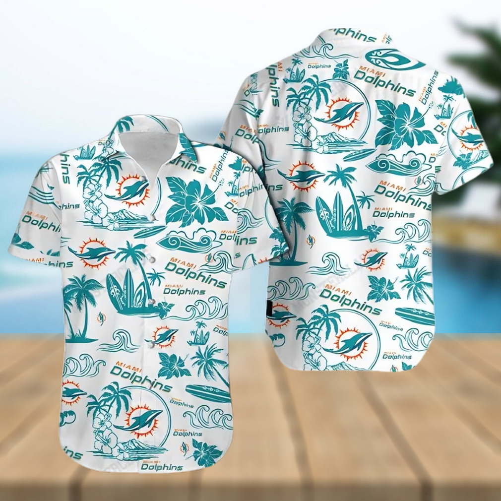 Miami Dolphins Hawaiian Shirt, Tropical Pattern, Tropical Print Shirt - Limotees