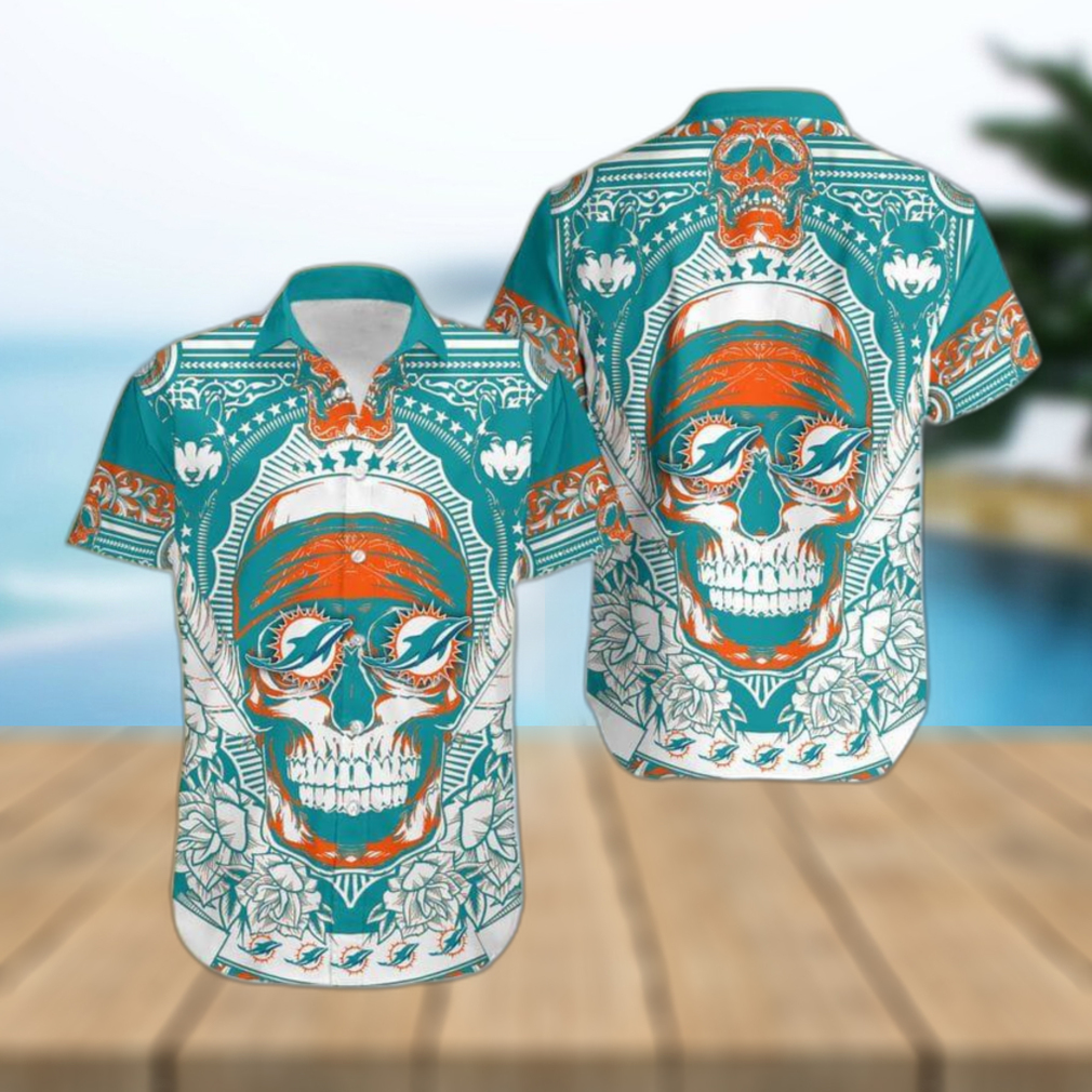 Miami Dolphins Skull Diamon Hawaiian Shirt Gift For Halloween - Limotees