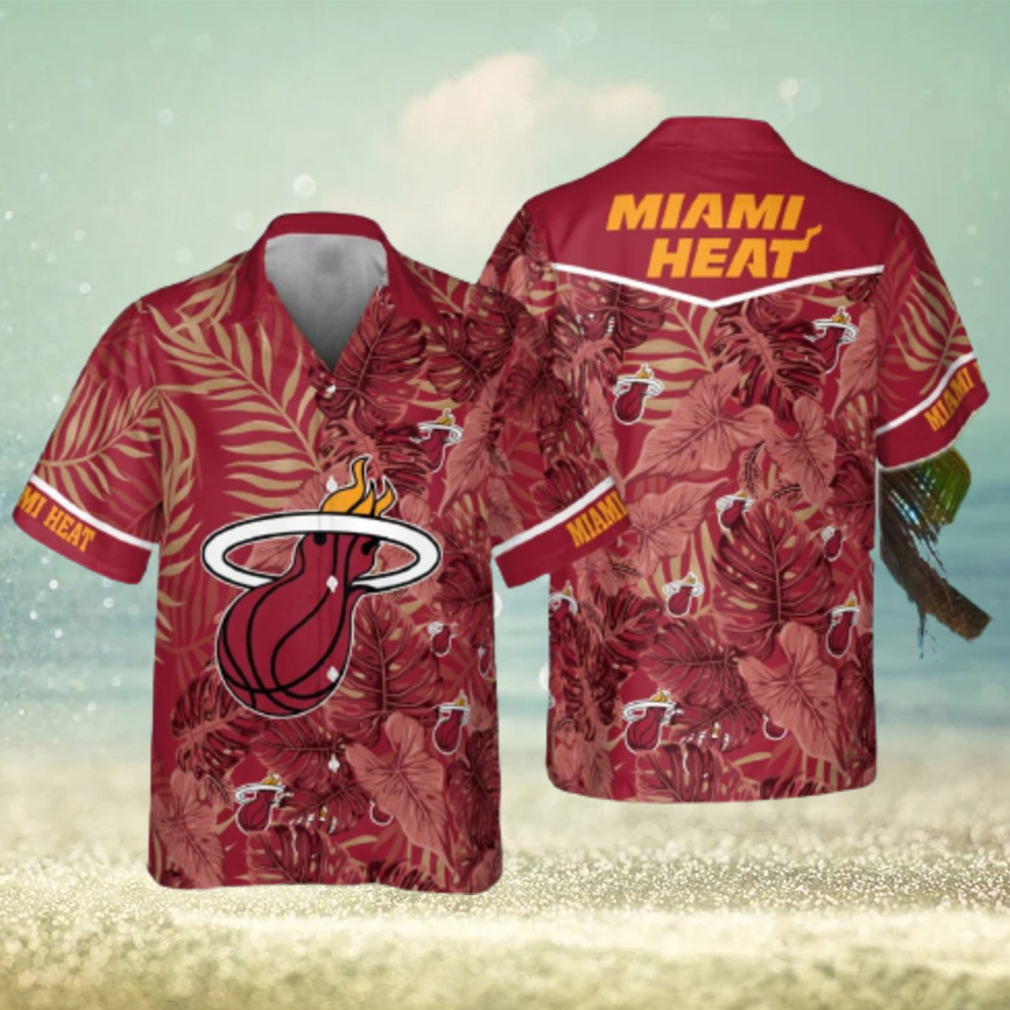 Miami Heat Leaves Tropical Pattern Print Hawaiian Shirt - Limotees