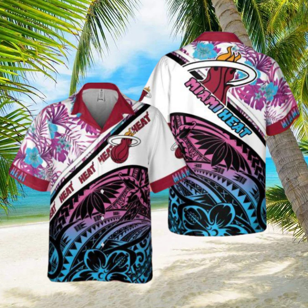 Miami Heat Polynesian Pattern National National Basketball Association 2023 AOP Hawaiian Shirt - Limotees