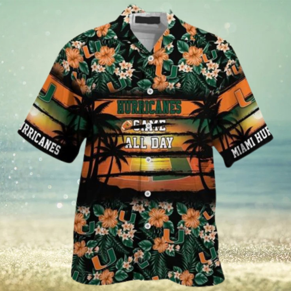 Miami Hurricanes Floral Pattern For Sports Enthusiast This Year Beach Summer 3D Hawaiian Shirt Outfit - Limotees