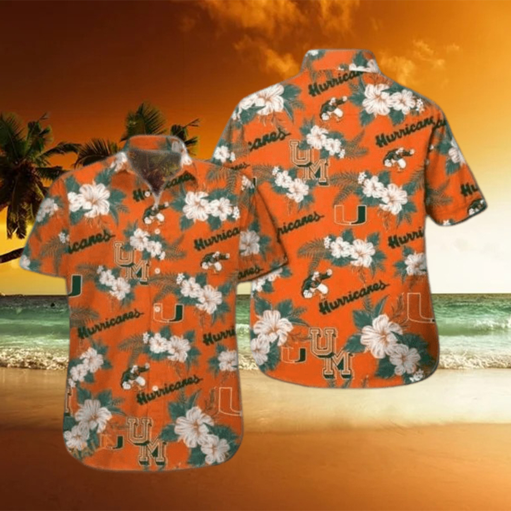 Miami Hurricanes Funny Hawaiian Shirt Tropical Flower Pattern Summer Beach Gift - Limotees