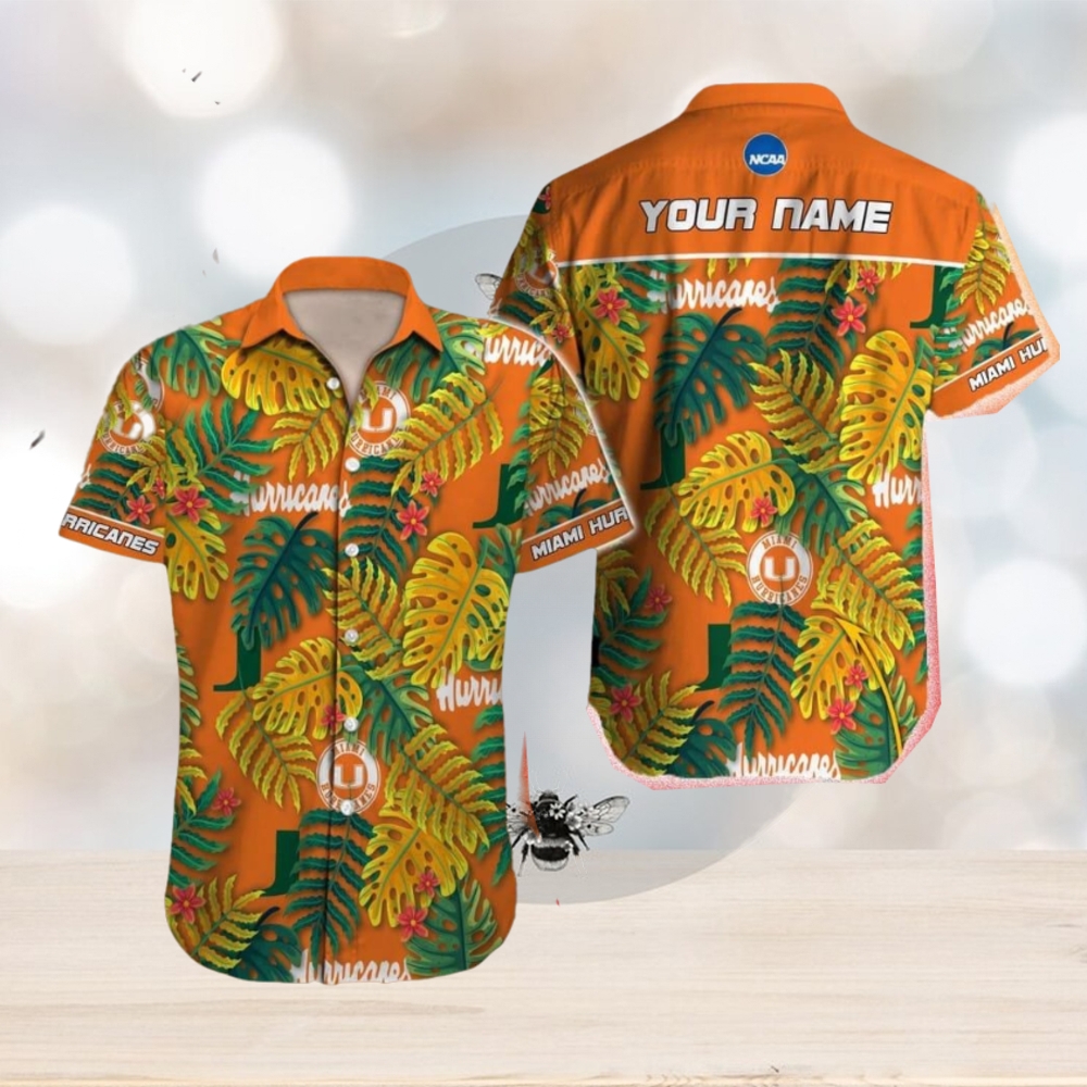 Miami Hurricanes NCAA Palm Custom Name Hawaiian Shirt Beach For Men Women Gift For Fans - Limotees