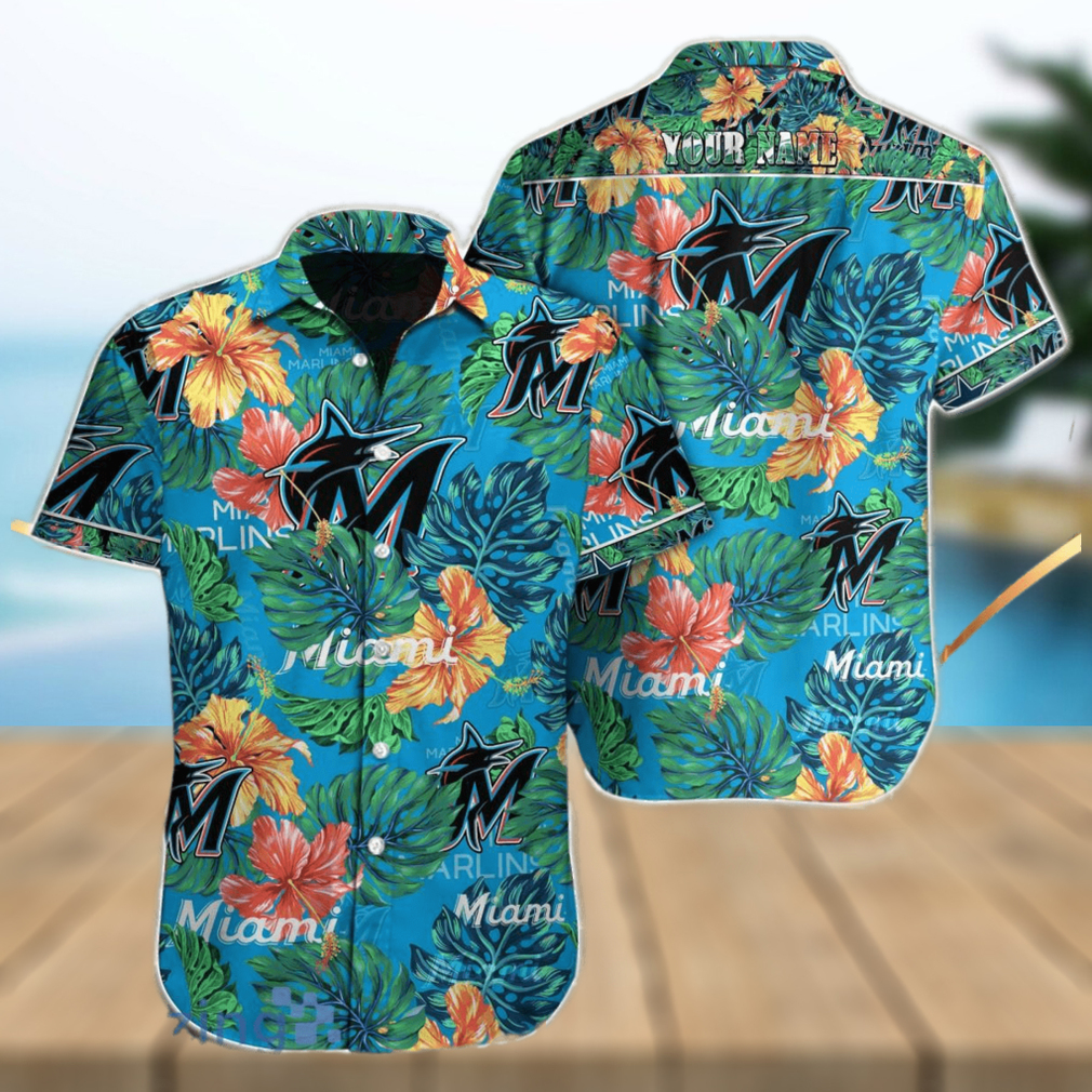 Miami Marlins MLB Custom Name Hawaiian Shirt For Men Women Gift For Fan - Limotees