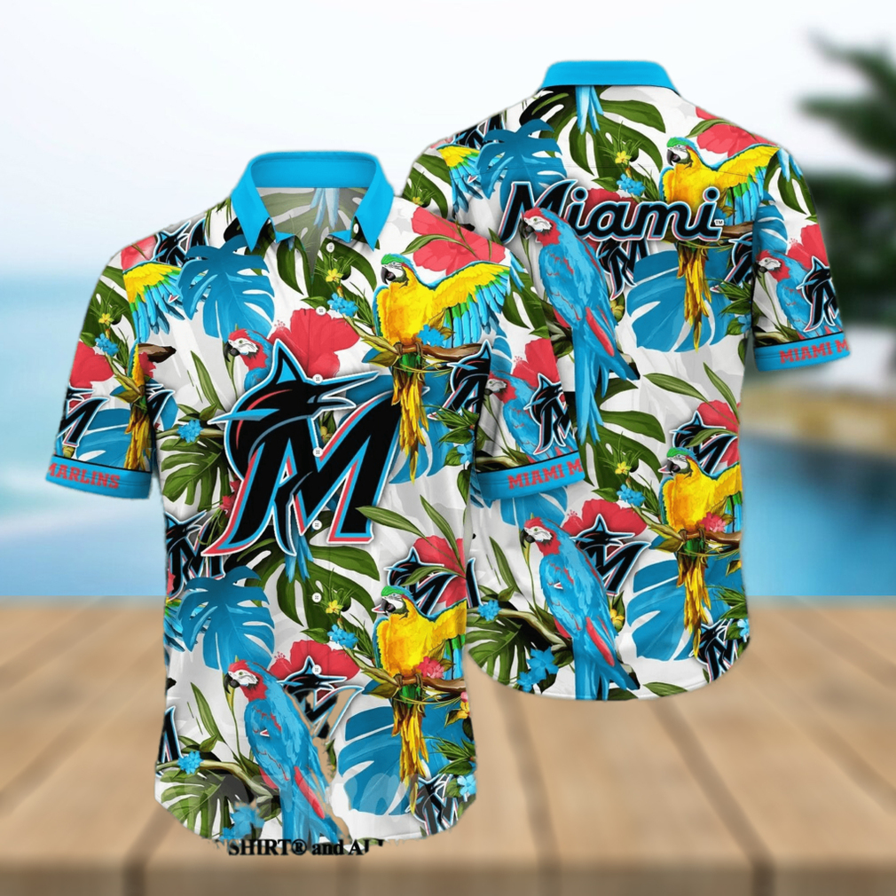 Miami Marlins MLB Floral 3D Hawaiian Shirt - Limotees