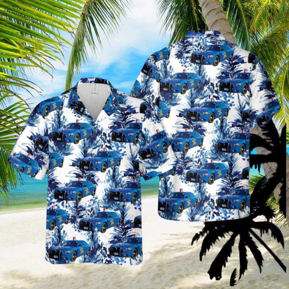 Michigan State Police Car Summer Beach Gift 3D Hawaiian Shirt - Limotees