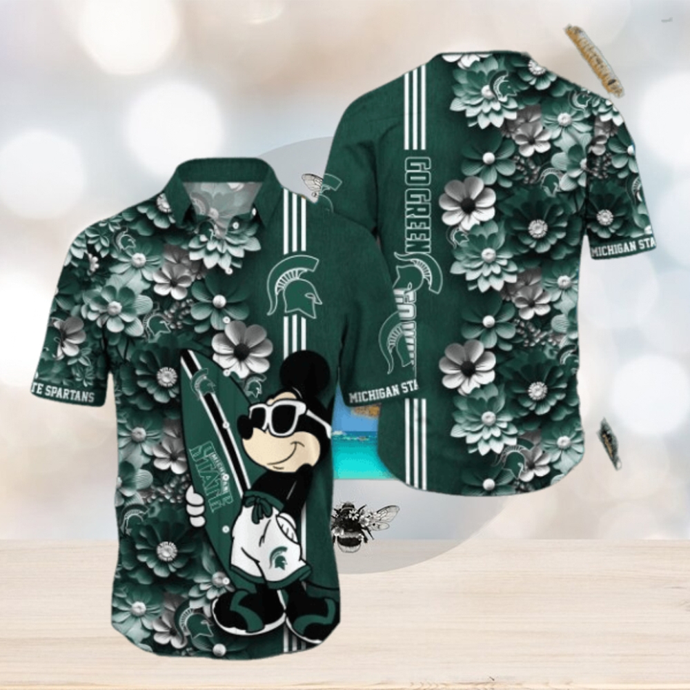 Michigan State Spartans Hawaiian Shirt Mickey Love Surfing Trending Summer Gift - Limotees