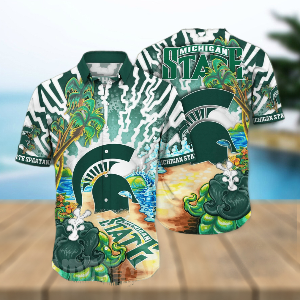 Michigan State Spartans NCAA Floral Full Printed 3D Hawaiian Shirt - Limotees