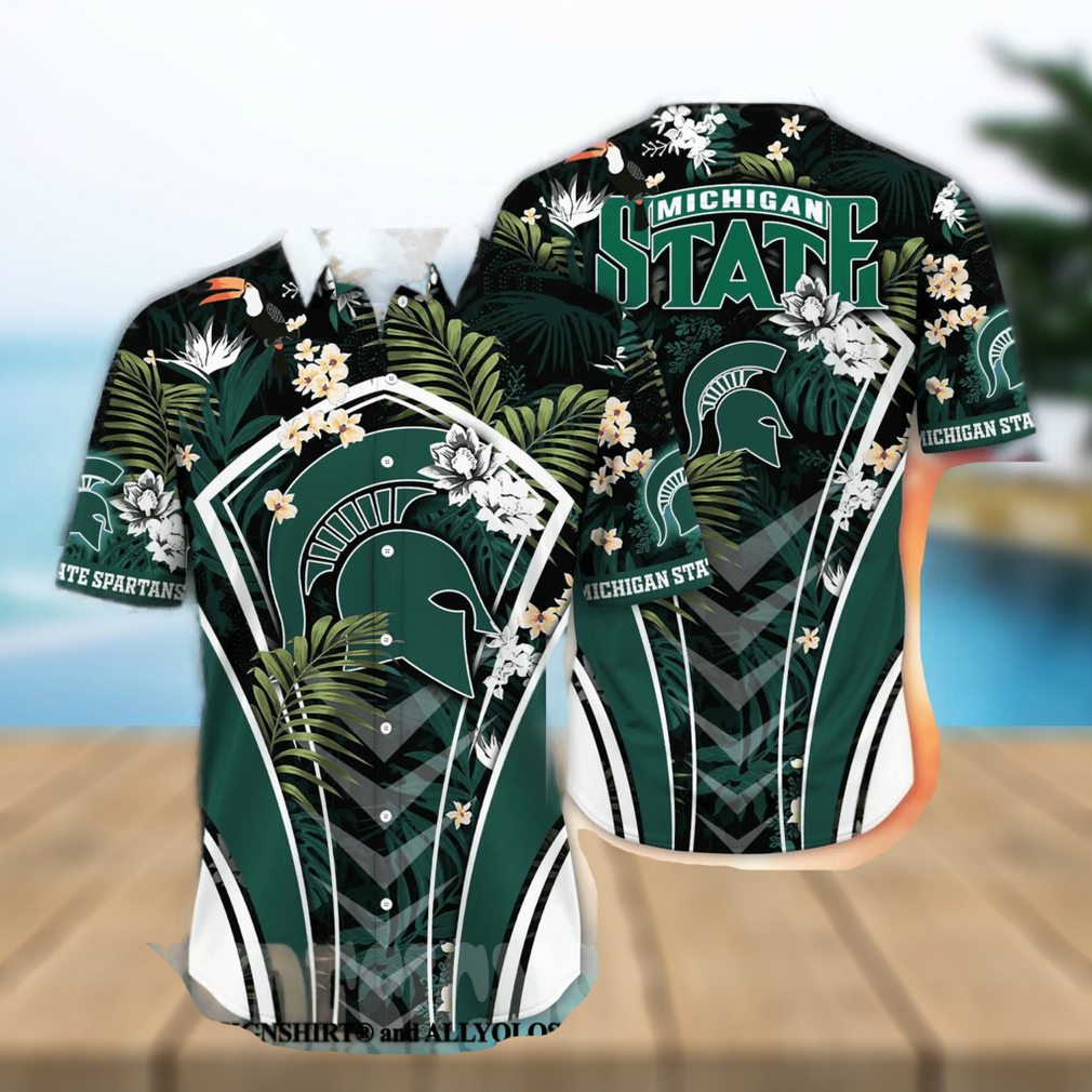 Michigan State Spartans NCAA Floral Full Printing 3D Hawaiian Shirt - Limotees