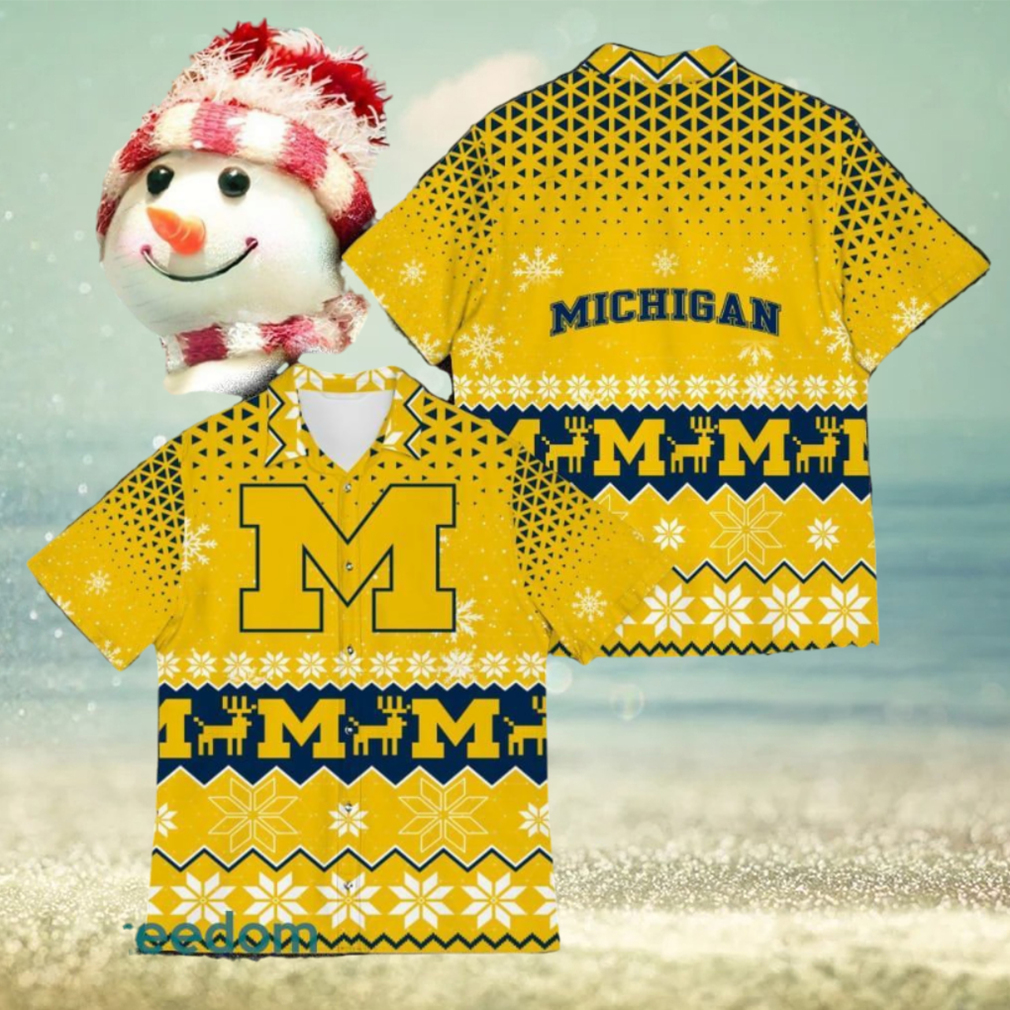 Michigan Wolverines Best Ugly Christmas 3D Hawaiian Shirt Printed Fans Gift For Family Holidays - Limotees