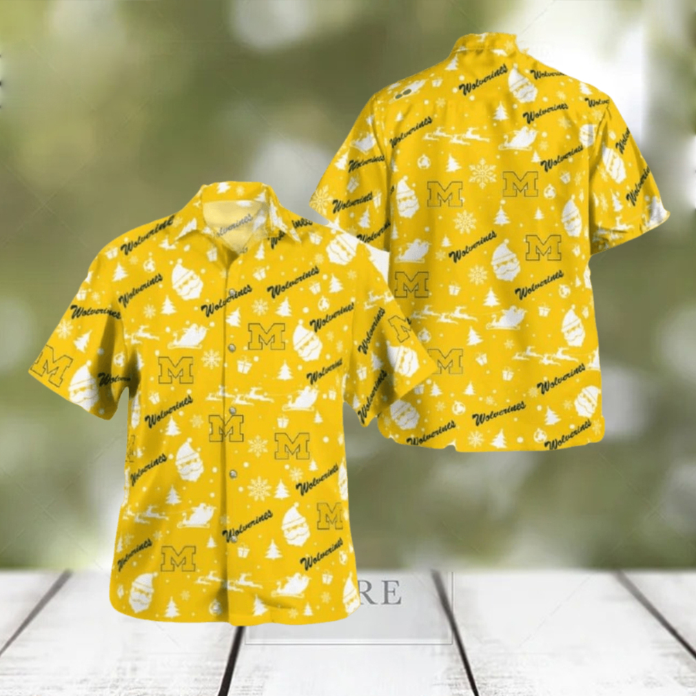 Michigan Wolverines Christmas – Gold Hawaiian Shirt Beach Gift Fans For Men And Women - Limotees