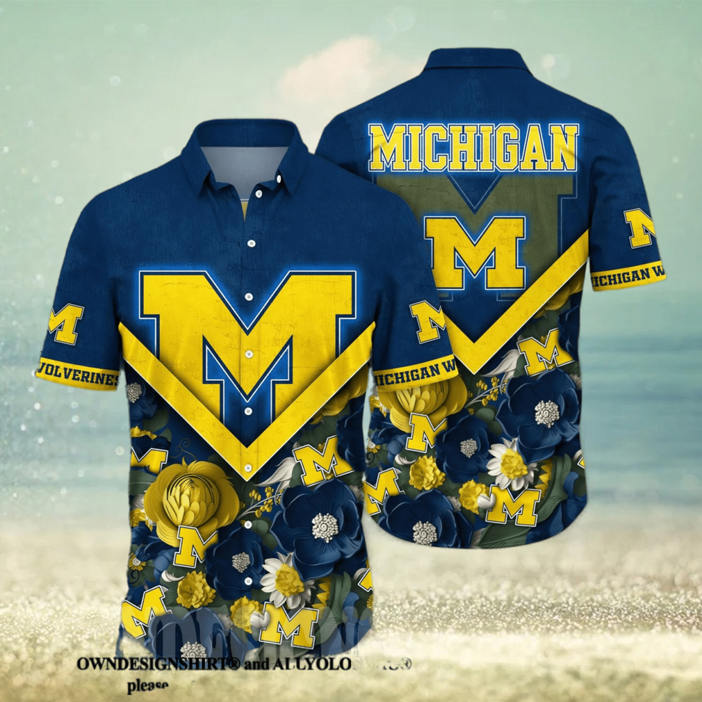 Michigan Wolverines NCAA Flower 3D Hawaiian Shirt - Limotees