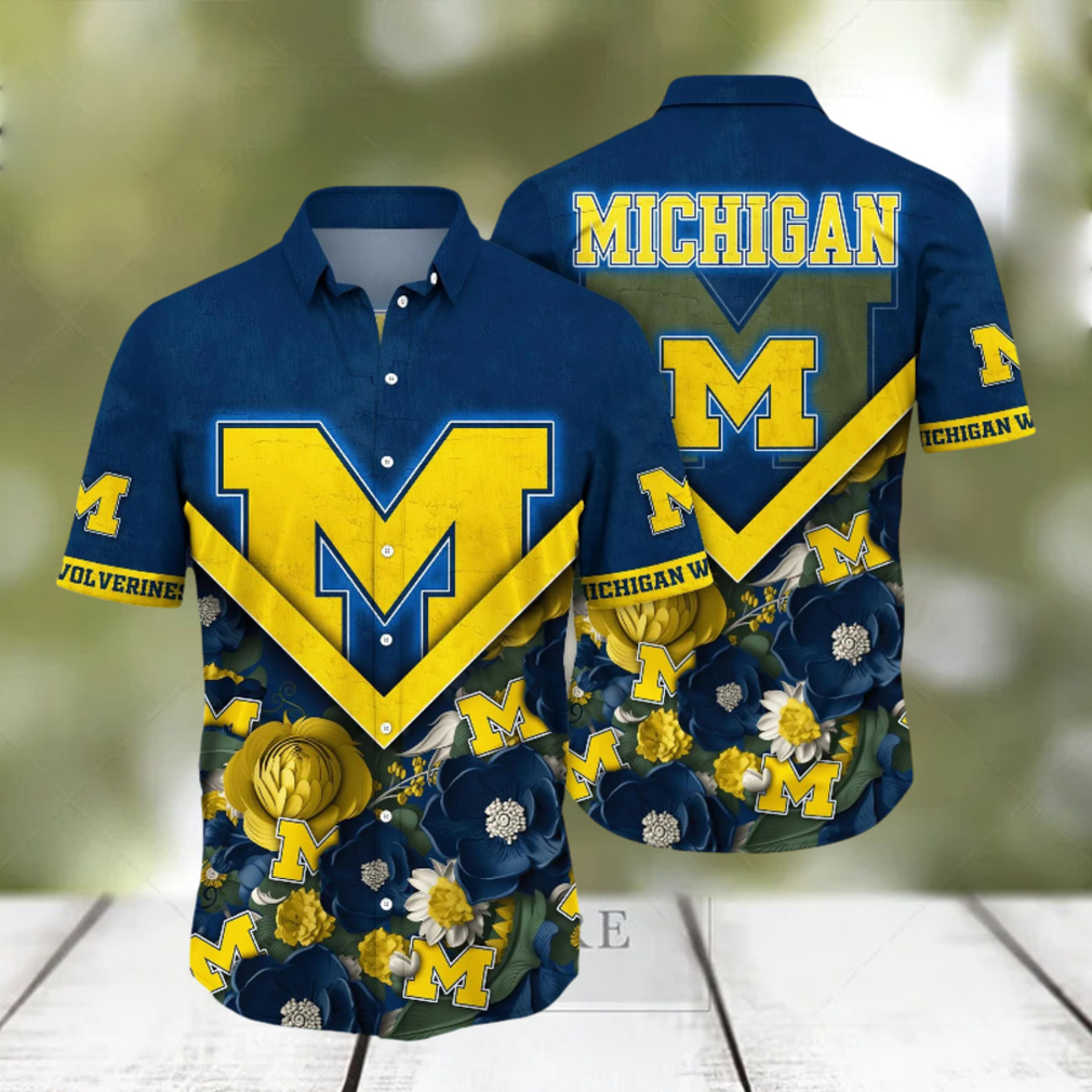 Michigan Wolverines NCAA Hawaiian Shirt Custom Ocean Waves Aloha Shirt - Limotees