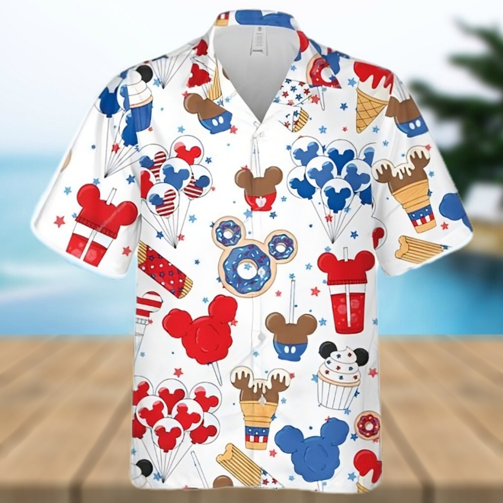 Mickey American Sweets 4th Of July Full Printing Hawaiian Shirt – White - Limotees