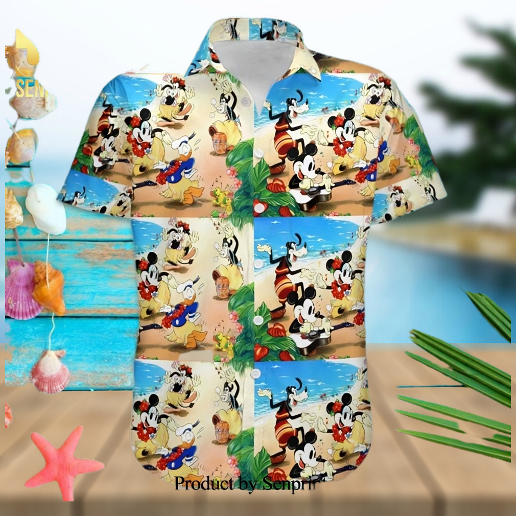 Mickey And Friends In Hawaii Disney Cartoon Graphics Full Printing Hawaiian Shirt - Limotees