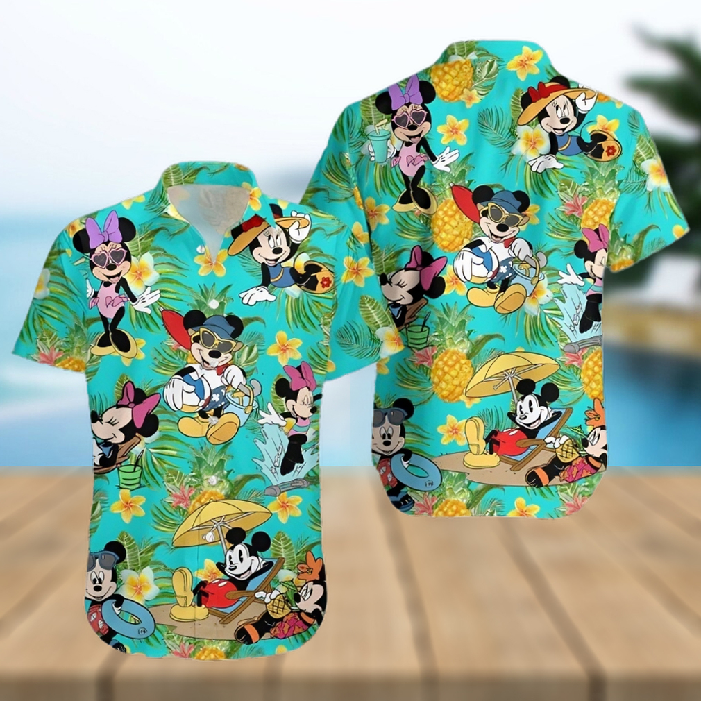 Mickey And Minnie Vacation Disney Cartoon Graphics Full Printing Hawaiian Shirt - Limotees